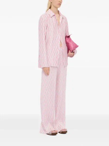 Pantaloni Msgm în carouri plisate alb