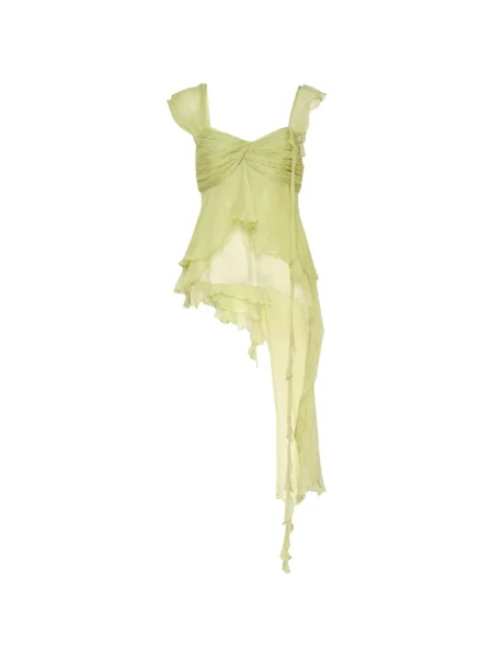 Rochie mini Stolen Stores cu volane asimetrică verde
