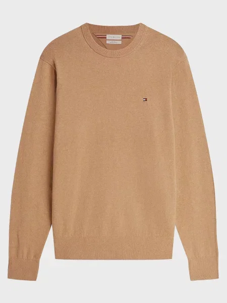 Кашеміровий светр Tommy Hilfiger з круглим вирізом бежевий