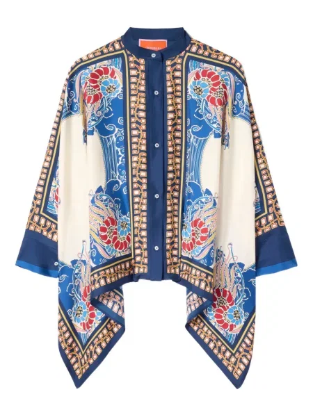 Cămașă La Doublej cu model floral cu imagine albastru