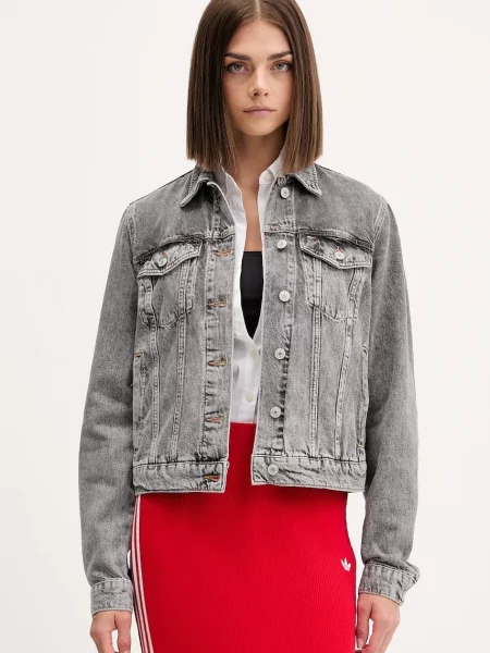 Tommy Jeans kurtka jeansowa przejściowa szary
