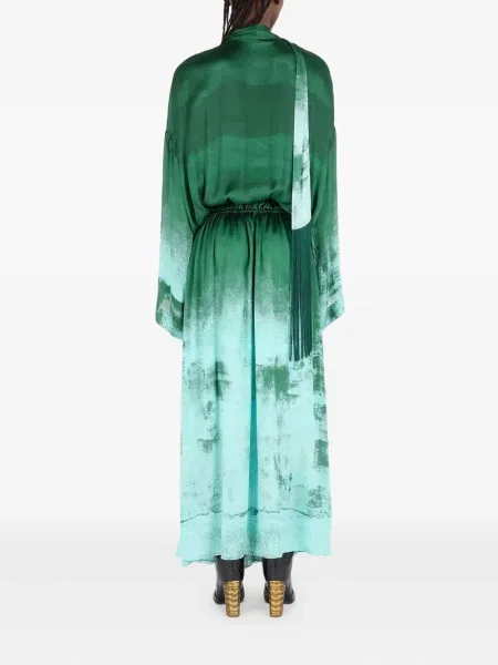 Rochie Roberto Cavalli de mătase de costum verde