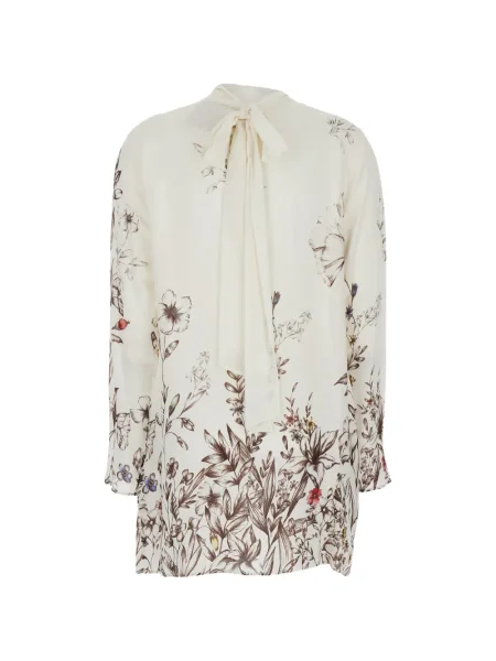 Sukienka mini Semicouture w kwiatki z nadrukiem garniturowa biała