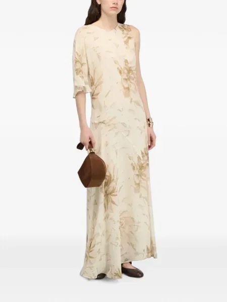 Rochie maxi Semicouture cu model floral cu imagine cu un umăr gol