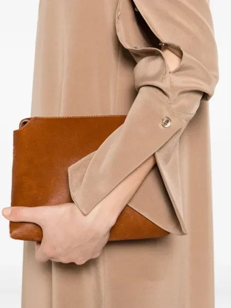 Rochie Max Mara de mătase de costum maro
