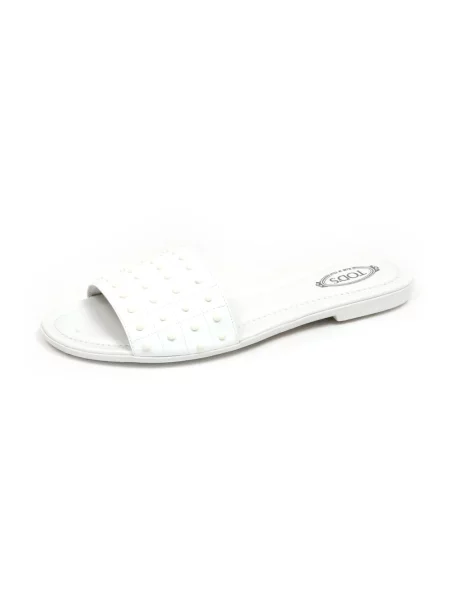 Klapki Tod's z nitami białe
