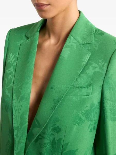 Sacou Etro cu model floral din jacard verde