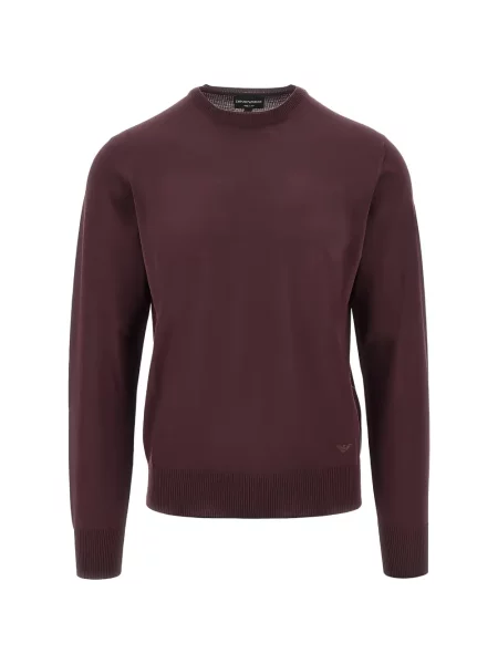 Pulover Emporio Armani de lână cu decolteu rotund roșu