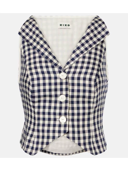 Telovnik Rixo s karirastim vzorcem modra