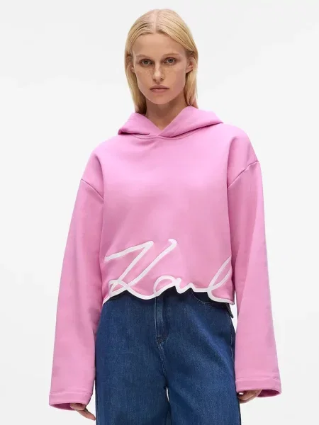 Karl Lagerfeld bluza z aplikacją różowy