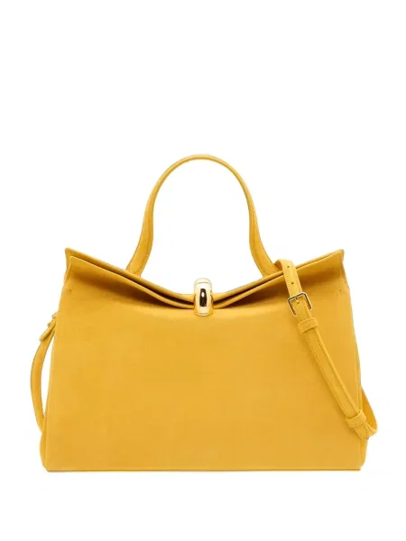 Geantă shopper Jacquemus din piele de căprioară galben