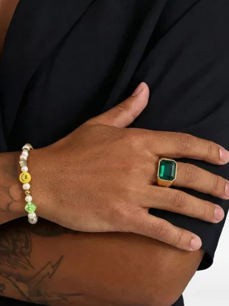 Prsten Nialaya Jewelry sa cirkonima zelena