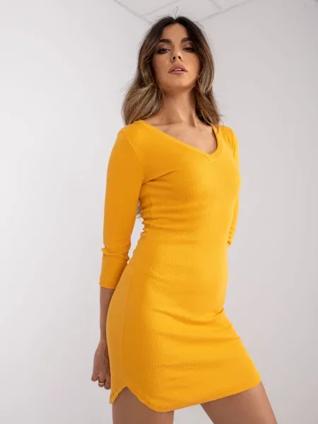 Rochie Fashionhunters cu dungi de costum portocaliu