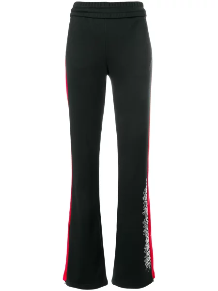Pantaloni Off-white cu broderie alb