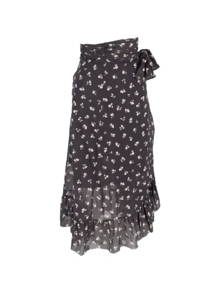 Fustă midi Ganni cu model floral cu imagine până la genunchi negru