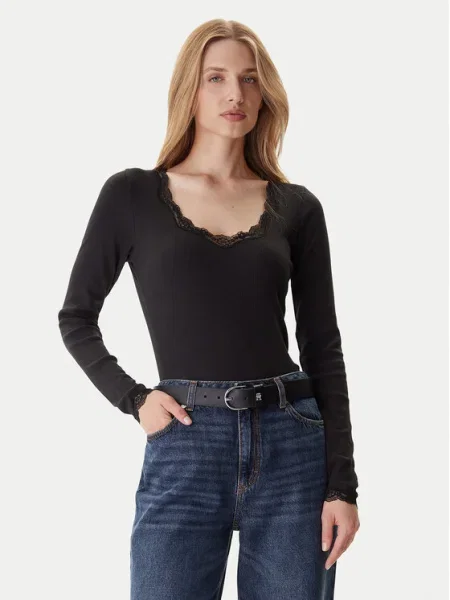 Горноще на пижама с дълги ръкави Tommy Hilfiger черно