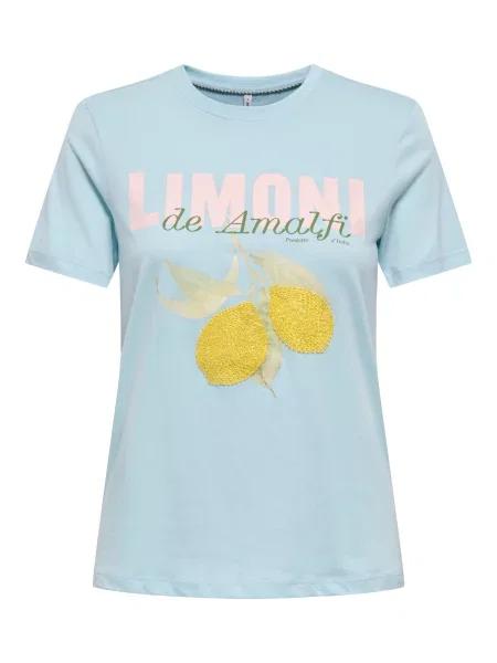ONLY Tricou ONLKITA albastru pastel / galben / roz negru