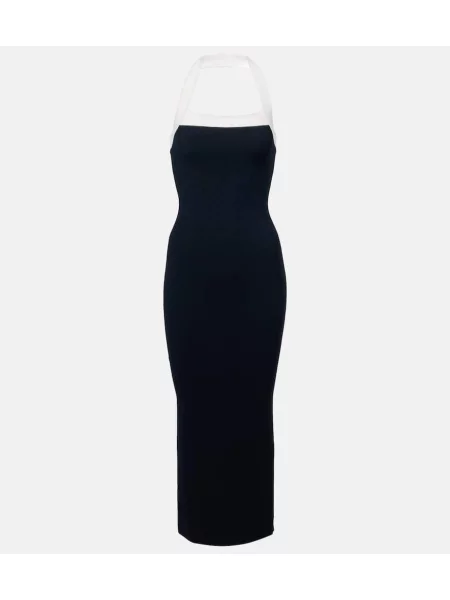 Rochie midi Veronica Beard până la genunchi cu gât halter de costum negru
