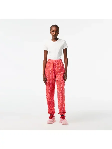 Lacoste Spodnie Dresowe Active Z Nadrukiem Straight Fit czerwone