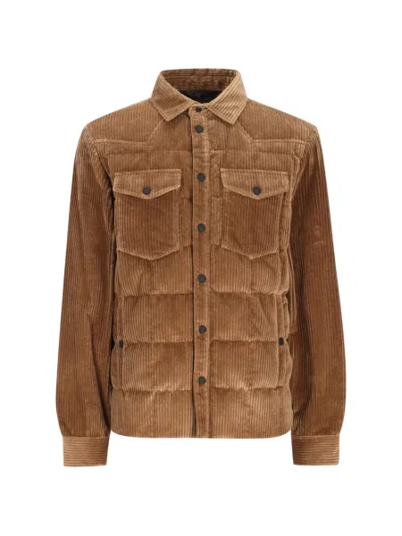 Matlasat geacă Moncler Grenoble de catifea cord maro