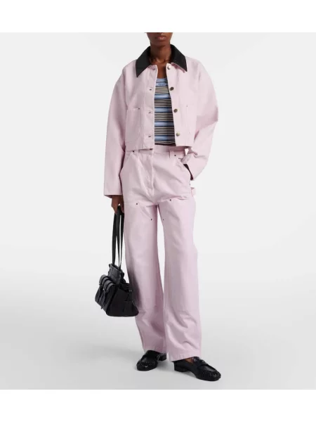 Pantaloni cargo Prada din canvas roz