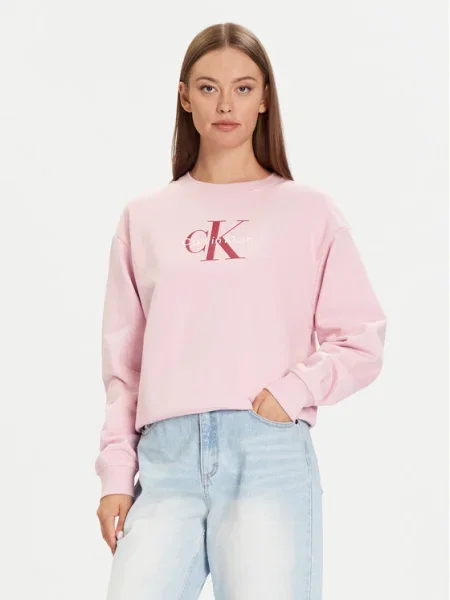 Calvin Klein Jeans Суитшърт Monologo Розов бежово