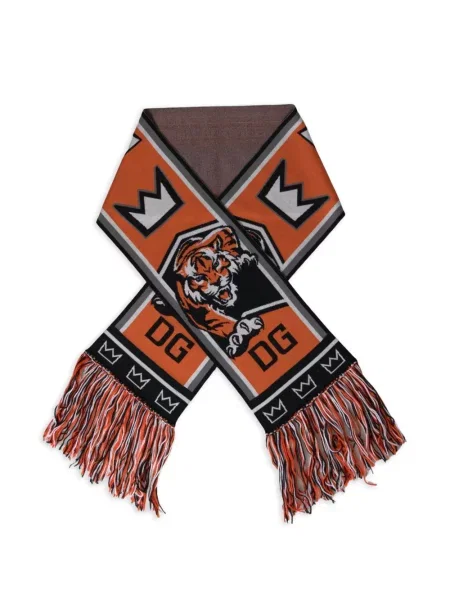 Шал Dolce & Gabbana с ресни с тигров принт оранжево