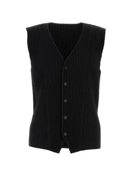Vestă Homme Plisse Issey Miyake cu decolteu în V negru