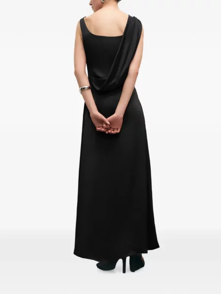 Rochie maxi Marcella asimetrică negru