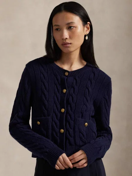 POLO RALPH LAUREN De lână cardigan Cable | Cropped Fit cu adaos de cașmir