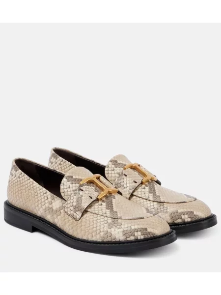 Pantofi loafer Chloé din piele bej
