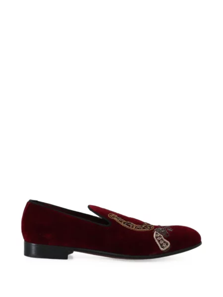 Pantofi loafer Dolce & Gabbana cu broderie roșu