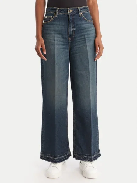 Guess Jeans Blugi Bleumarin Wide Leg