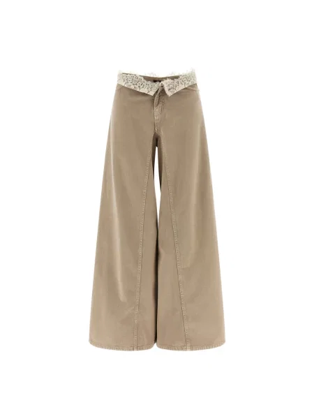 Szerokie jeansy Pinko beżowe