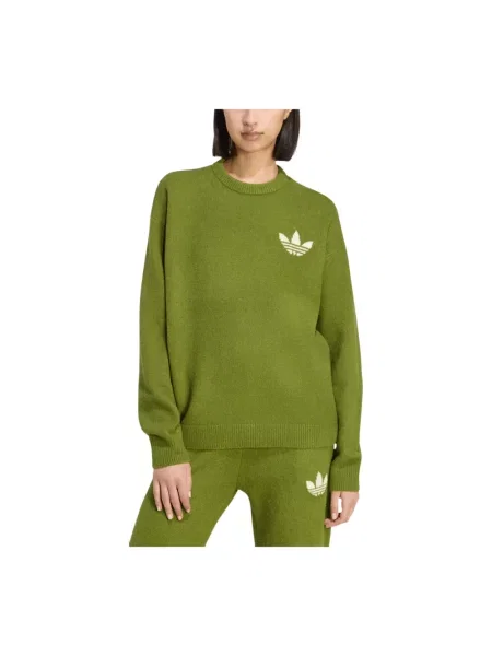 Dzianinowy sweter Adidas zielony