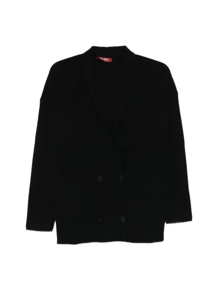 Sweter Max Mara Studio z kaszmiru z dekoltem w serek czarny