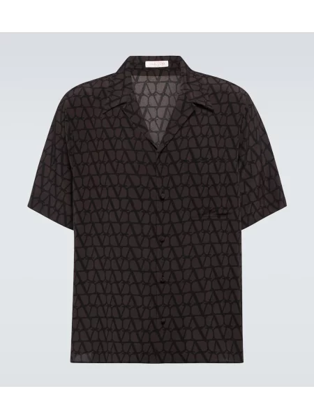 Копринена риза Valentino черно