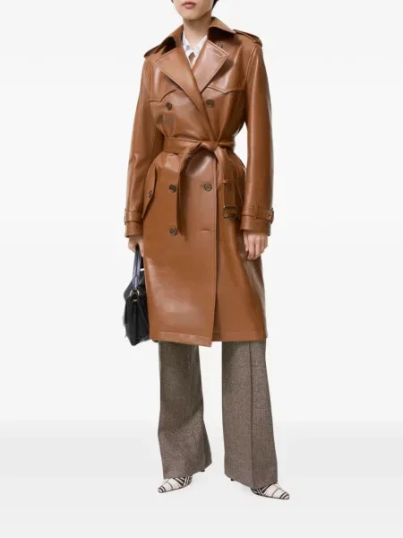 Lung trenci Burberry din piele maro