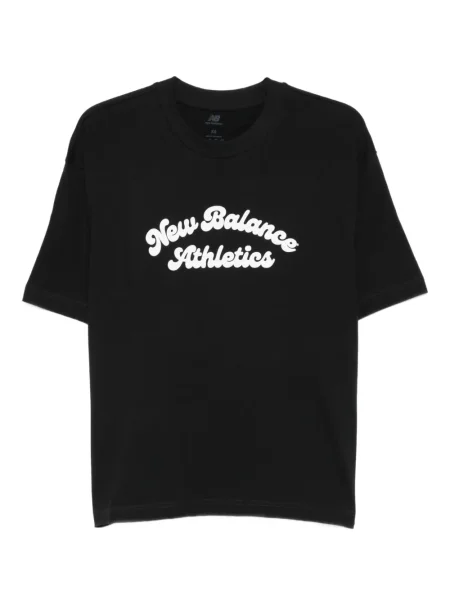 Chunky tričko New Balance s potiskem se síťovinou černé