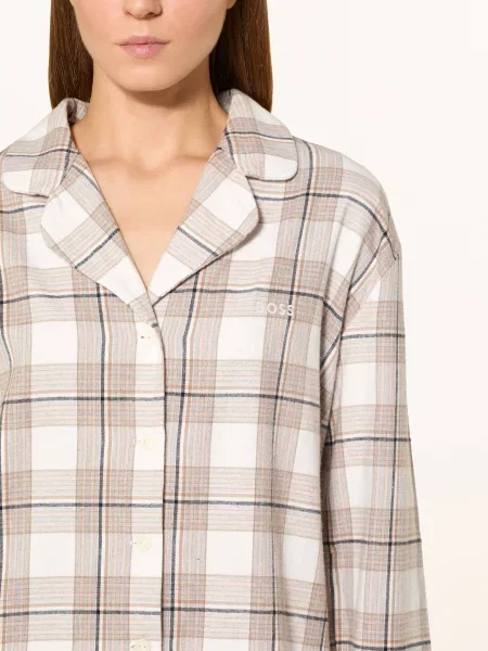 Boss Koszulka Od Piżamy Holiday Z Flaneli beige biała
