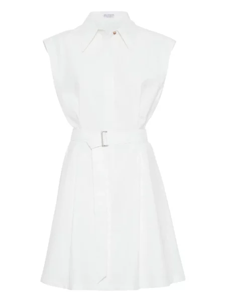 Sukienka koszulowa Brunello Cucinelli garniturowa biała