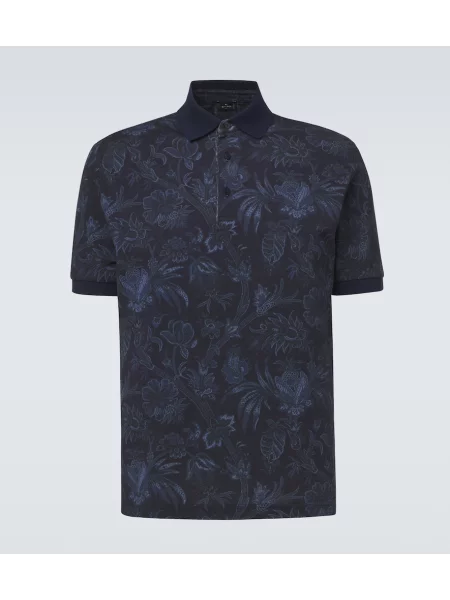 Tricou polo Etro cu model floral albastru