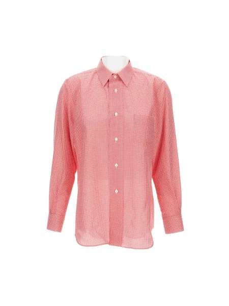 Koszula z długim rękawem Comme Des Garcons w kratę z długim rękawem czerwona