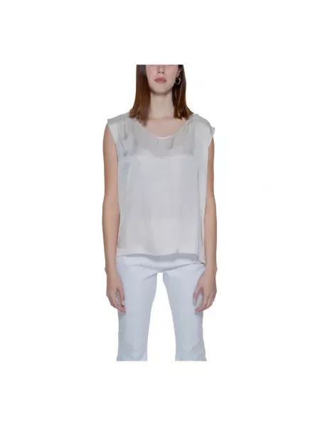 Bluzka Street One bez rękawów w miejskim stylu w jednolitym kolorze biała