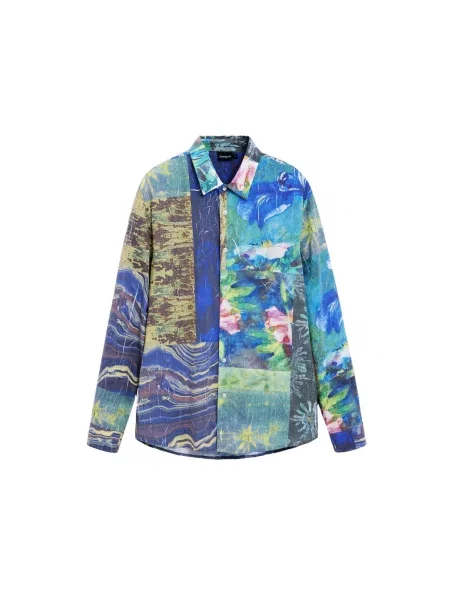 Desigual Cămașă bleumarin / aqua / oliv / verde deschis albastru