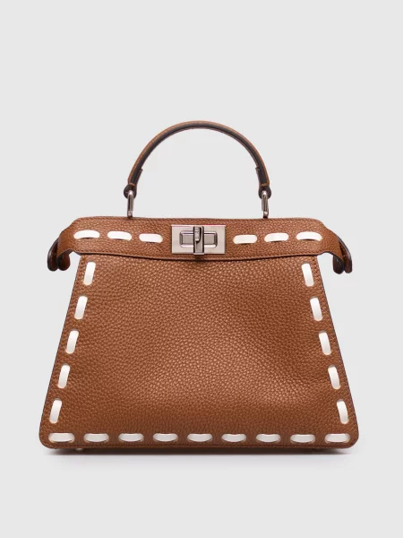 Шкіряна сумка Peekaboo ISee Fendi коричнева