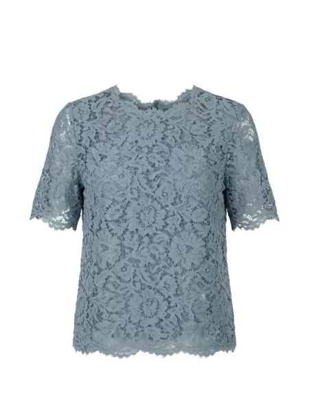 Scurt top Valentino Garavani cu model floral din dantelă albastru