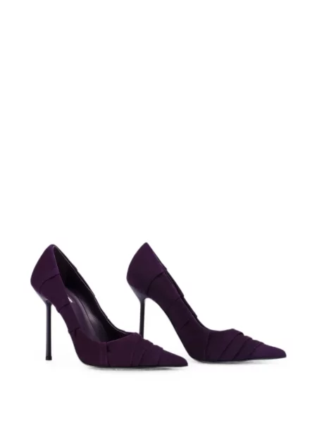 Pantofi cu toc Le Silla din piele de căprioară drapate violet