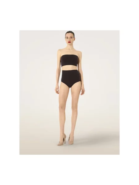 Krótki top Wolford z wełny merino bez ramiączek brązowy