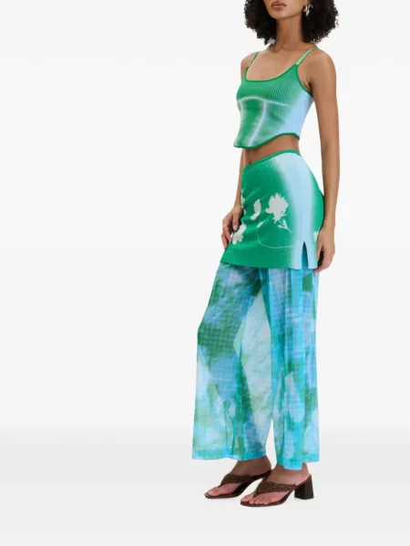Pantaloni Ph5 cu model floral cu imagine verde